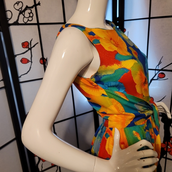 K.C. SPENCER NEW YORK  LADIES MAXI HAWAIIAN FLORAL DRESS/FRONT TIE SIZE 6 - Picture 13 of 16